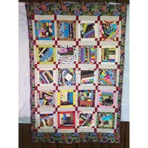 Scrappy Quilt Twin Size 41 x 61 Handmade by me